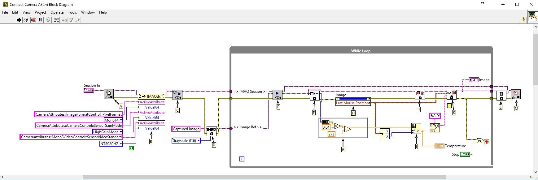 BlockDiagram FLIR A35 A65 using LabVIEW