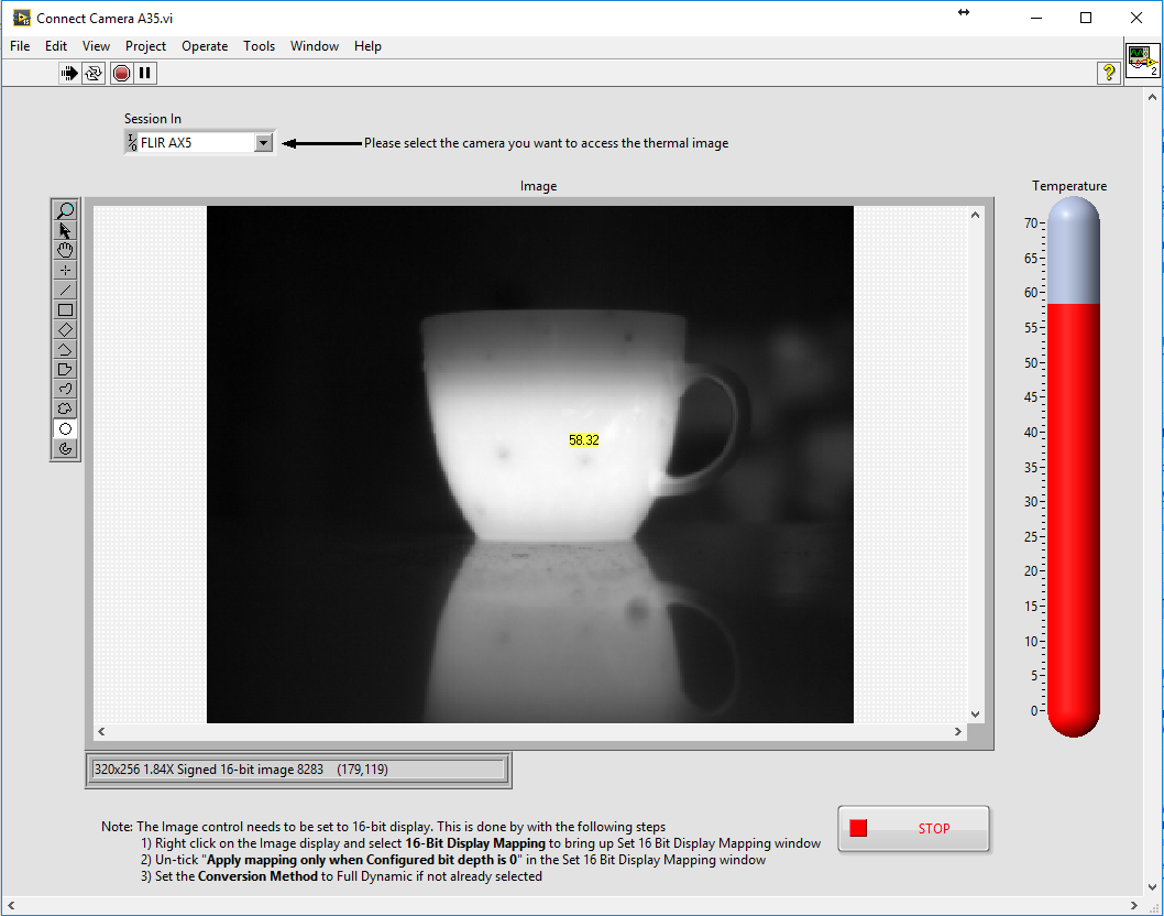 FrontPanel FLIR A35 A65 using LabVIEW