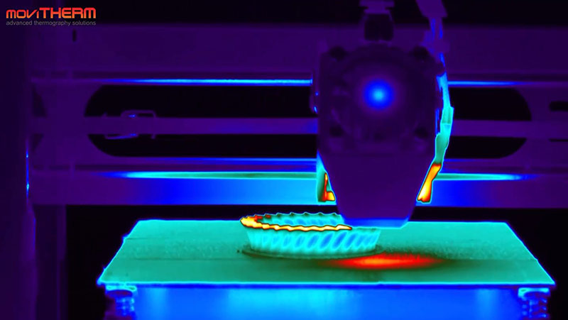 A 3D Printer Being Monitored by a Thermal Camera