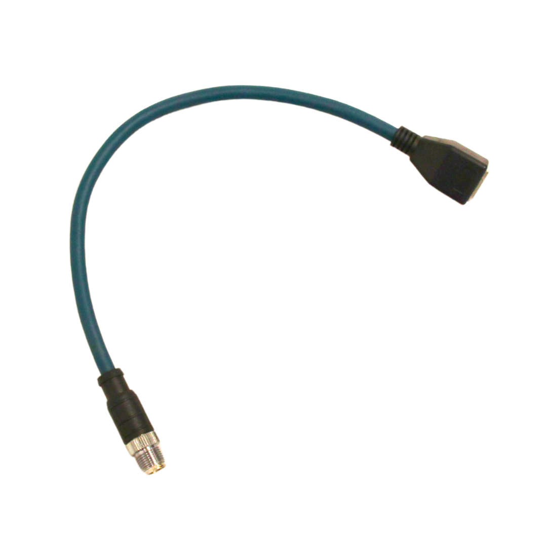 M12 to RJ45 Female adapter cable for SEEK G300 Series cameras. 0.3 meter length, IP67