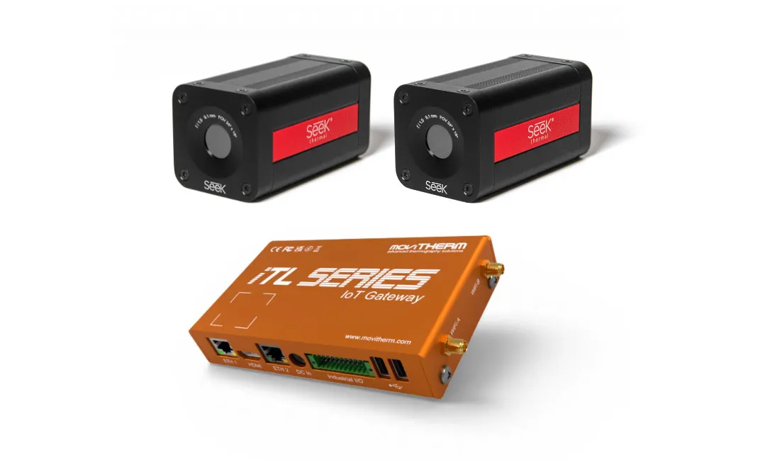2 seek cameras and 1 itl gateway package Scalable Seek G300 thermal monitoring system supporting two cameras through a single iTL monitoring gateway.