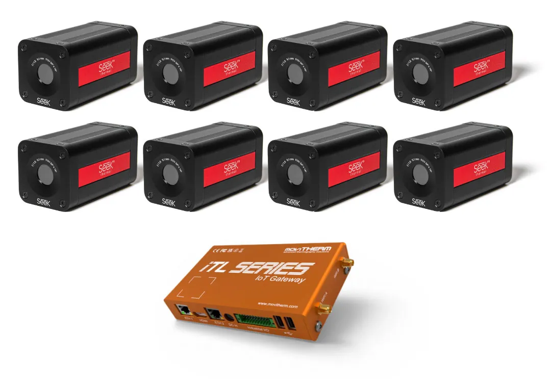 8 seek cameras and 1 itl gateway package Scalable Seek G300 thermal monitoring system supporting eight cameras through a single iTL monitoring gateway.